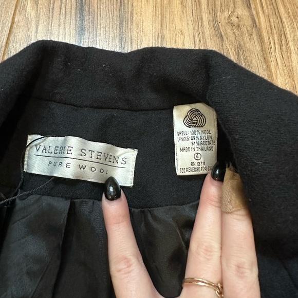 Black Wool Pea Coat with Gold Buttons - Picture 6 of 7